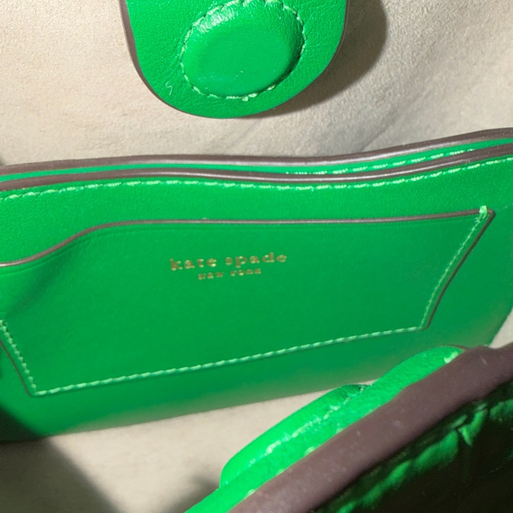 🔥🔥🔥Kate Spade Knott Croc Embossed Green Leather Mini Top Handle Crossbody Bag - Picture 11 of 14